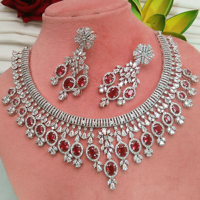 Everlasting Quality Jewels Silver Plated AD Necklace Set