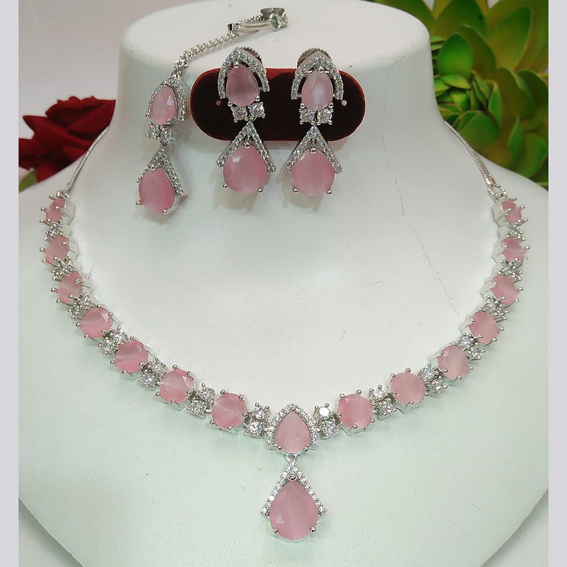 Everlasting Quality Jewels Silver Plated AD Necklace Set