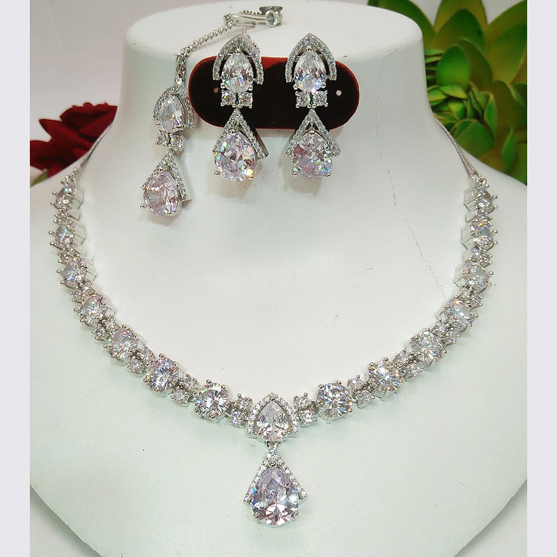 Everlasting Quality Jewels Silver Plated AD Necklace Set