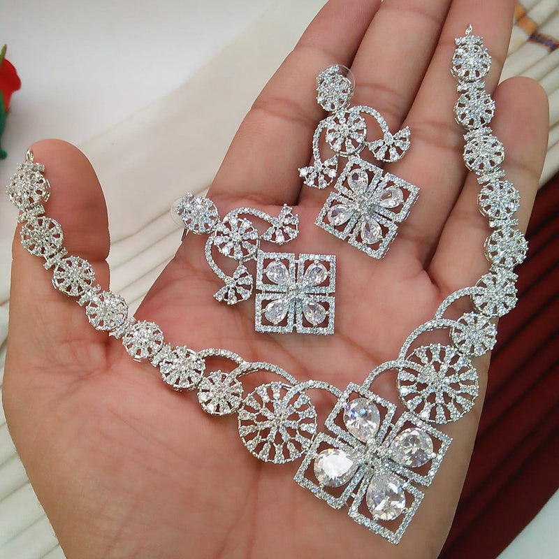 Everlasting Quality Jewels Silver Plated AD Necklace Set