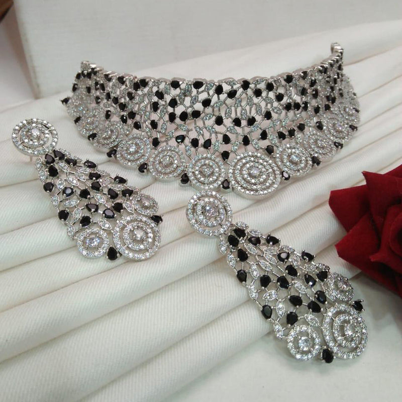 Everlasting Quality Jewels Silver Plated AD Choker Necklace Set