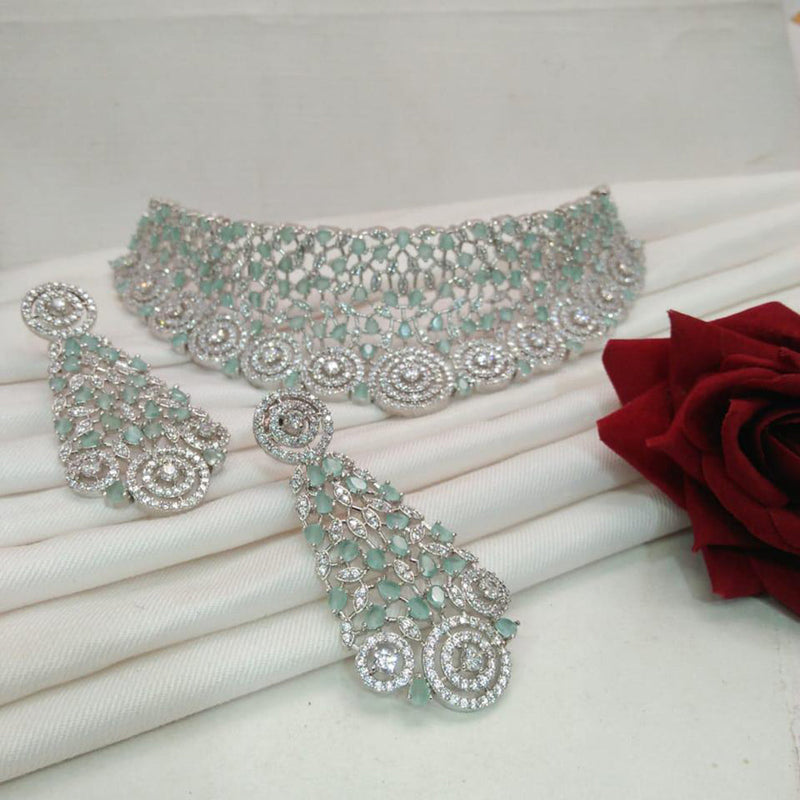 Everlasting Quality Jewels Silver Plated AD Choker Necklace Set