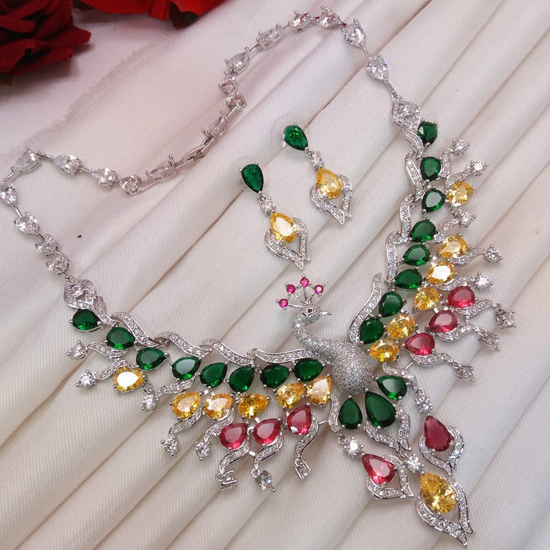 Everlasting Quality Jewels Silver Plated AD Necklace Set