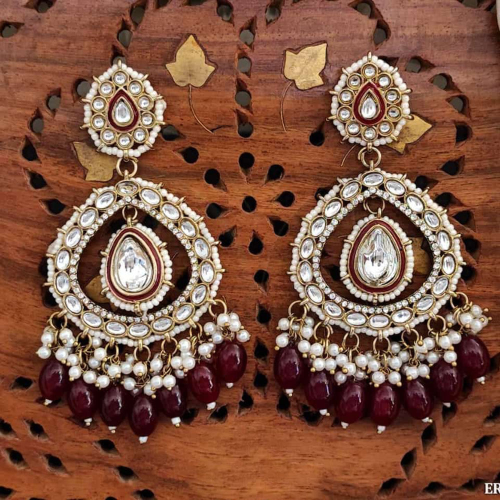 Everlasting Quality Jewels Gold Plated Kundan Dangler Earrings