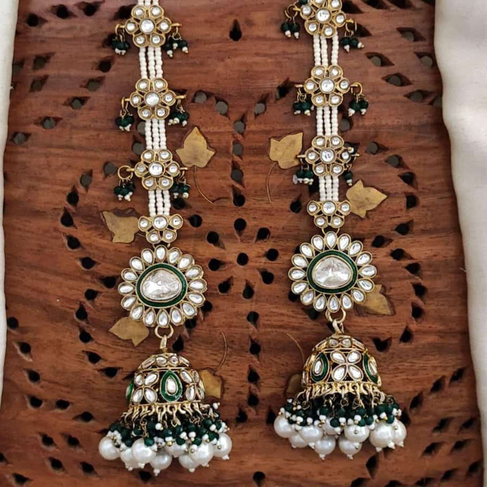 Everlasting Quality Jewels Gold Plated Crystal Stone And Pearls Jhumki Earrings