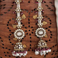 Everlasting Quality Jewels Gold Plated Crystal Stone And Pearls Jhumki Earrings