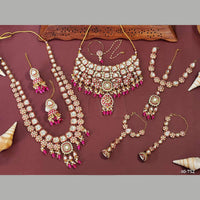 Everlasting Quality Jewels Gold Plated Kundan Stone And Beads Bridal Set