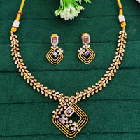 Everlasting Quality Jewels EverGleam Gold Plated American Daimonds Necklace Set