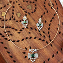 Everlasting Quality Jewels Gold Plated Pota And Beads Temple Necklace Set