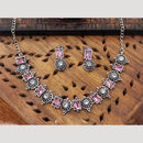 Everlasting Quality Jewels Oxidised Plated Regal Glow Pota Stone Necklace Set