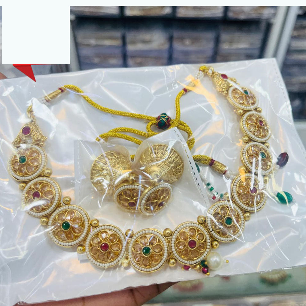 Everlasting Quality Jewels Pearl and Kundan Floral Necklace Set
