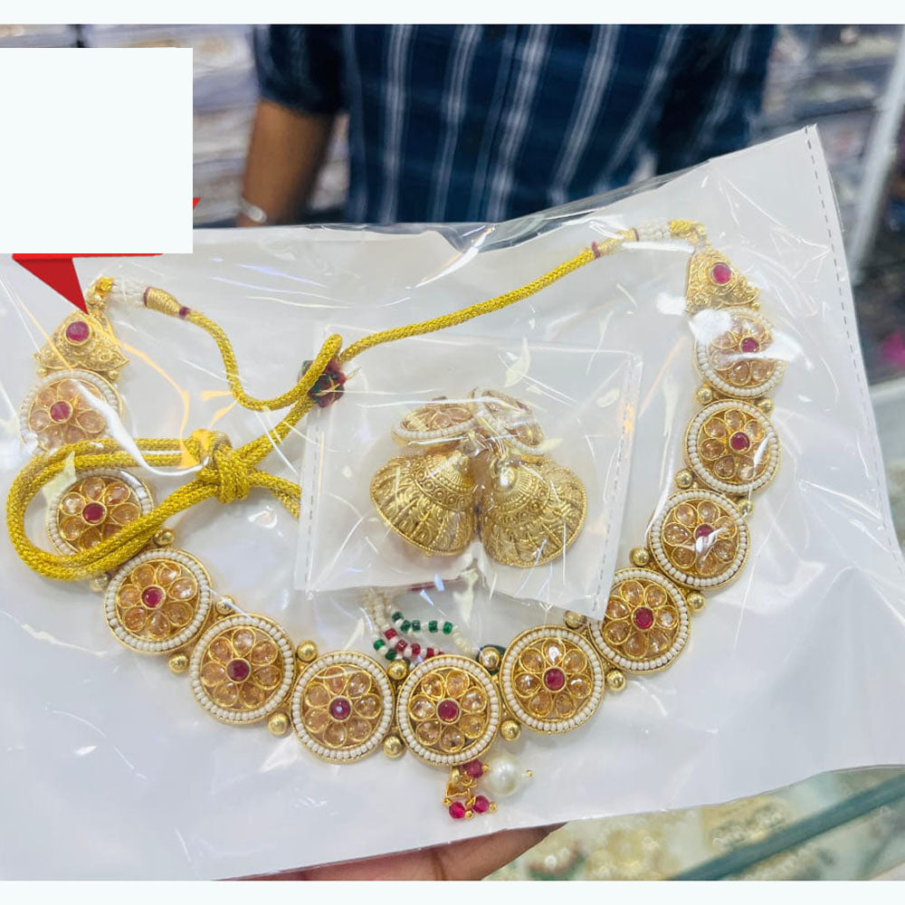 Everlasting Quality Jewels Pearl and Kundan Floral Necklace Set