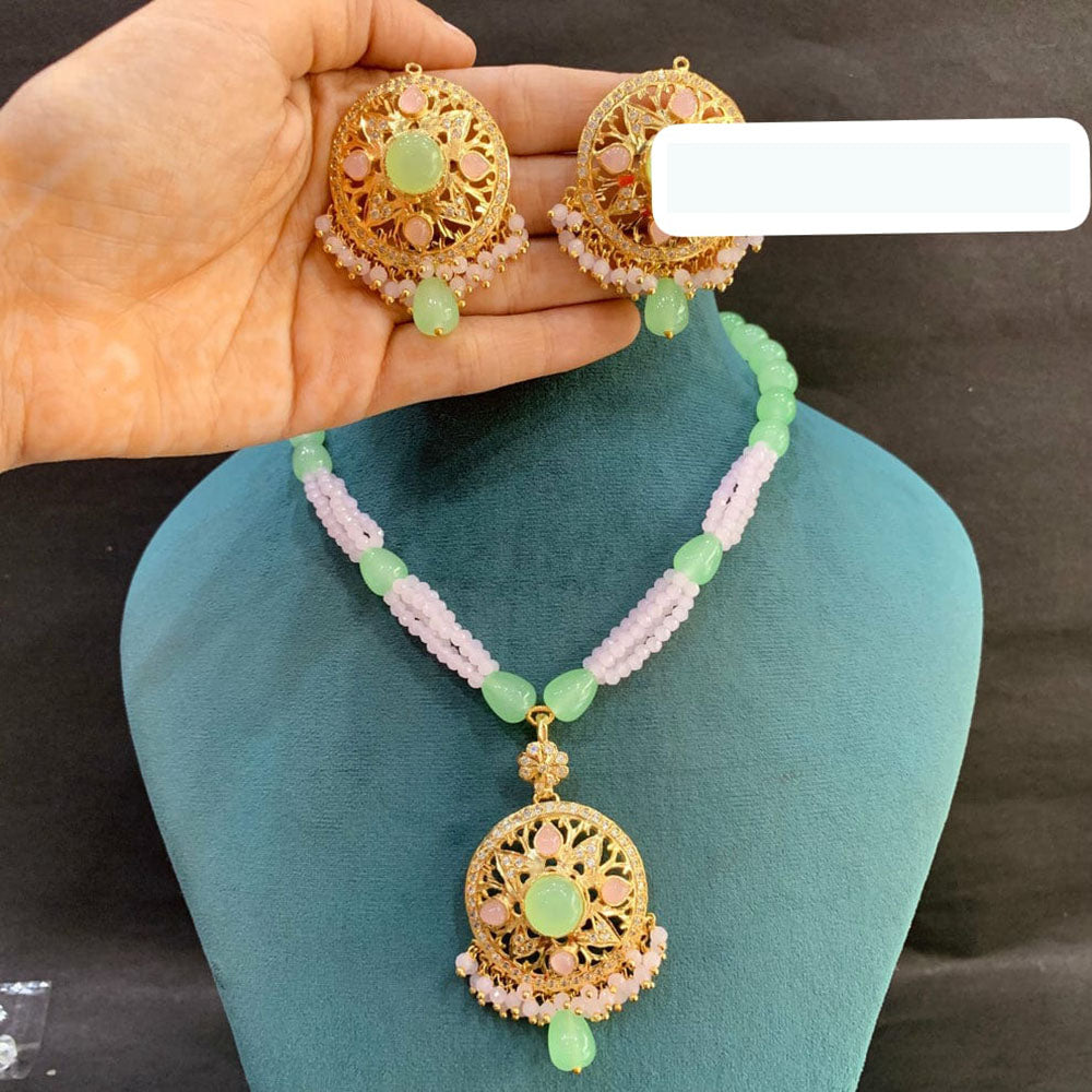 Everlasting Quality Jewels Elegant Beads and Pota Stone Necklace Set with Matching Earrings