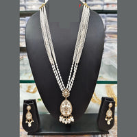 Everlasting Quality Jewels Long Necklace Set with Meenakari Centerpiece and Dangling Drops