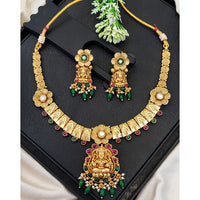 Everlasting Quality Jewels Traditional Pota Stone And Pearl Temple Necklace Set