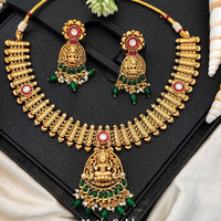 Everlasting Quality Jewels Traditional Pota Stone And Pearl Temple Necklace Set