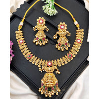 Everlasting Quality Jewels Traditional Pota Stone And Pearl Temple Necklace Set
