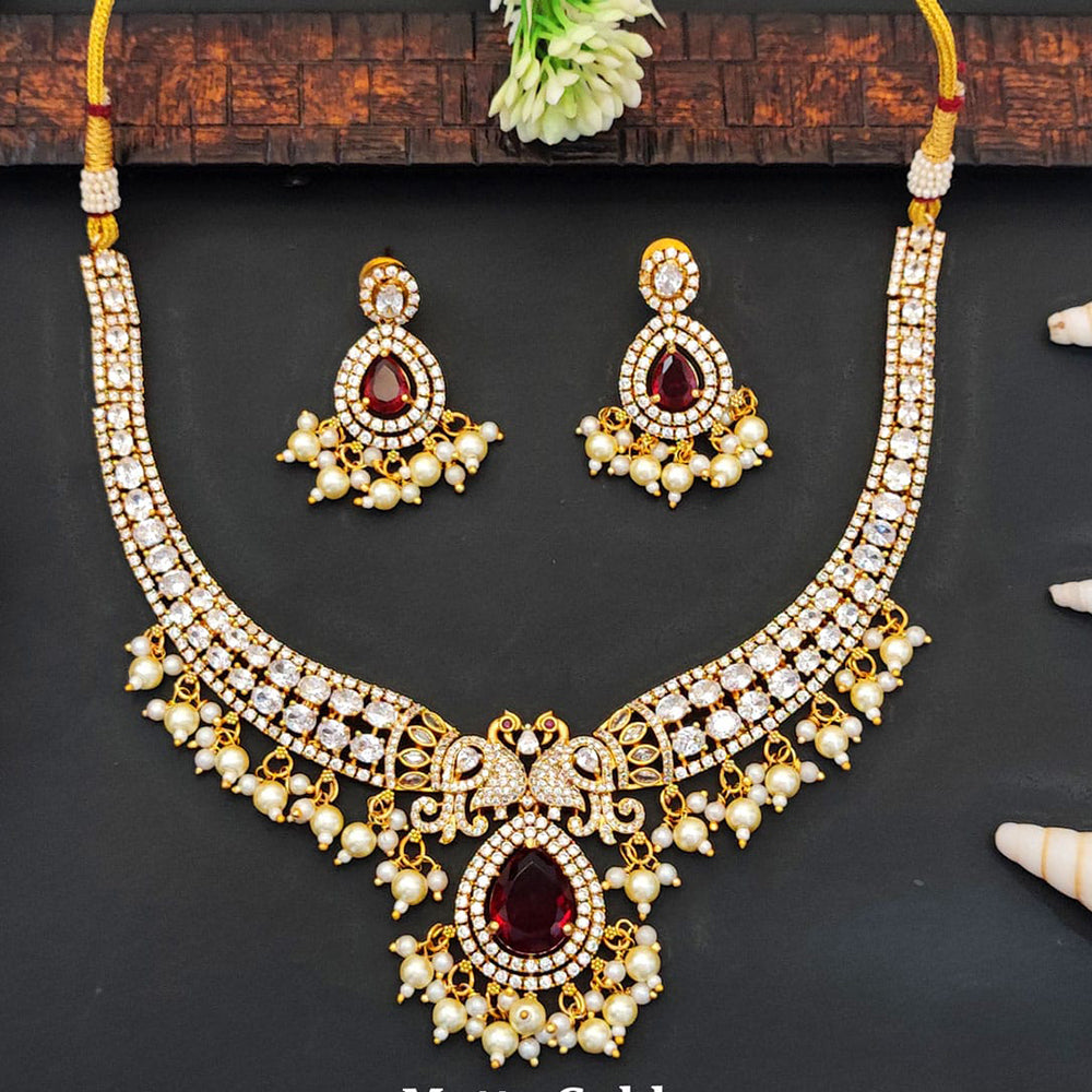 Everlasting Quality Jewels Classic Glow Austrain Stone And Pearls Necklace Set