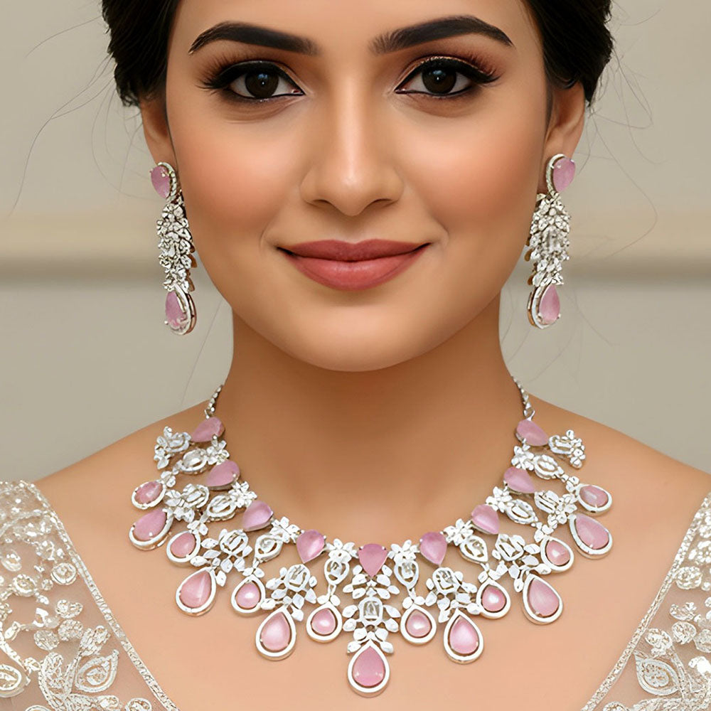 Everlasting Quality Jewels Luxury American Diamond Party Wear Necklace Set