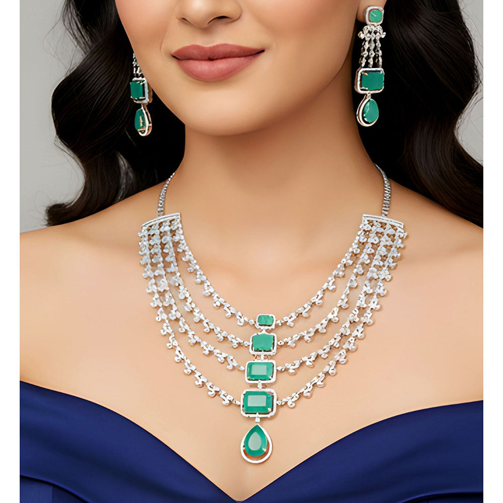 Everlasting Quality Jewels Luxury American Diamond Party Wear Necklace Set