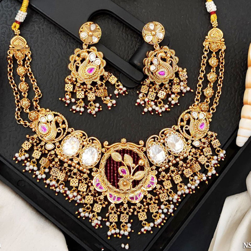 Everlasting Quality Jewels Graceful Pota Stone And Pearl Necklace Set