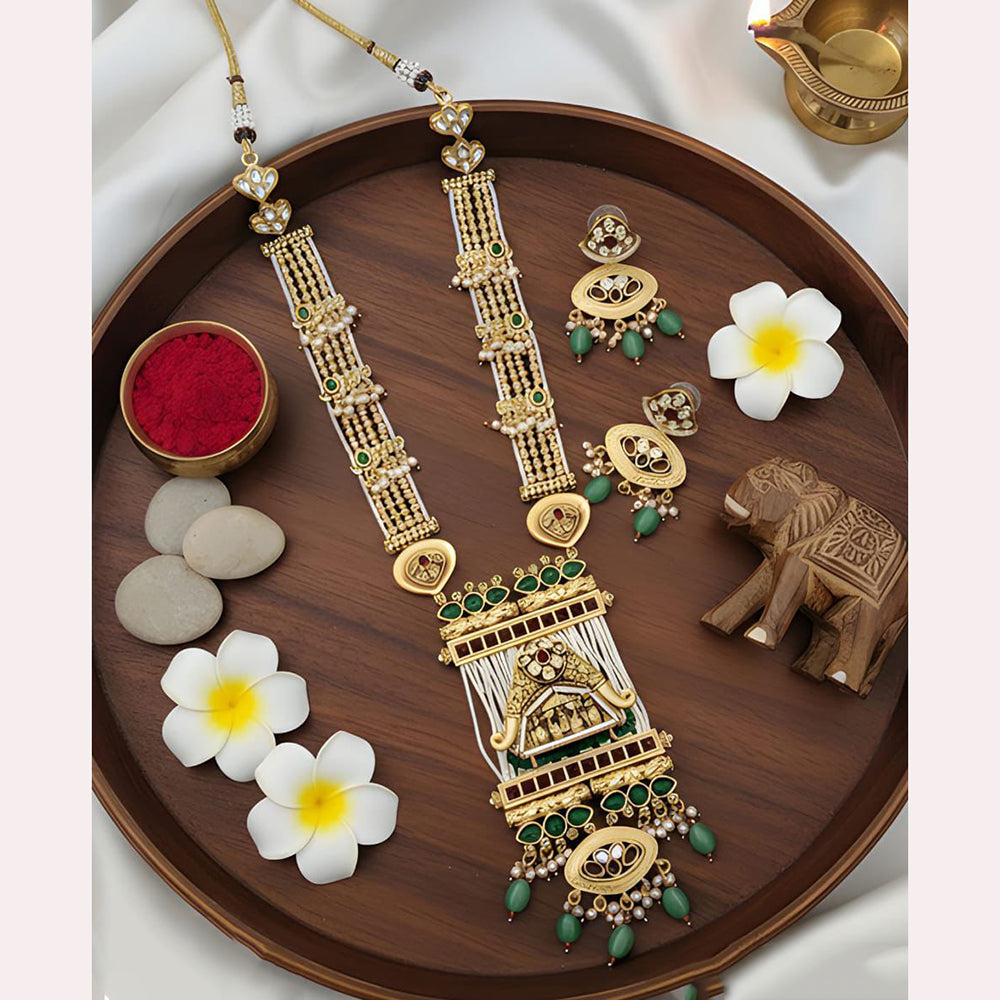 Everlasting Quality Jewels Royal Pota Stone Pearl And Beads Long Necklace Set