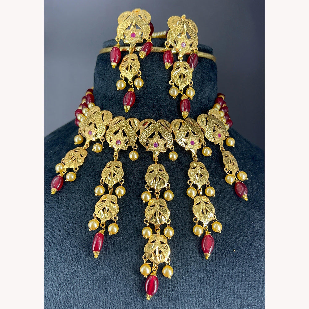 Everlasting Quality Jewels Royal Pota Stone And Beads Choker Necklace Set