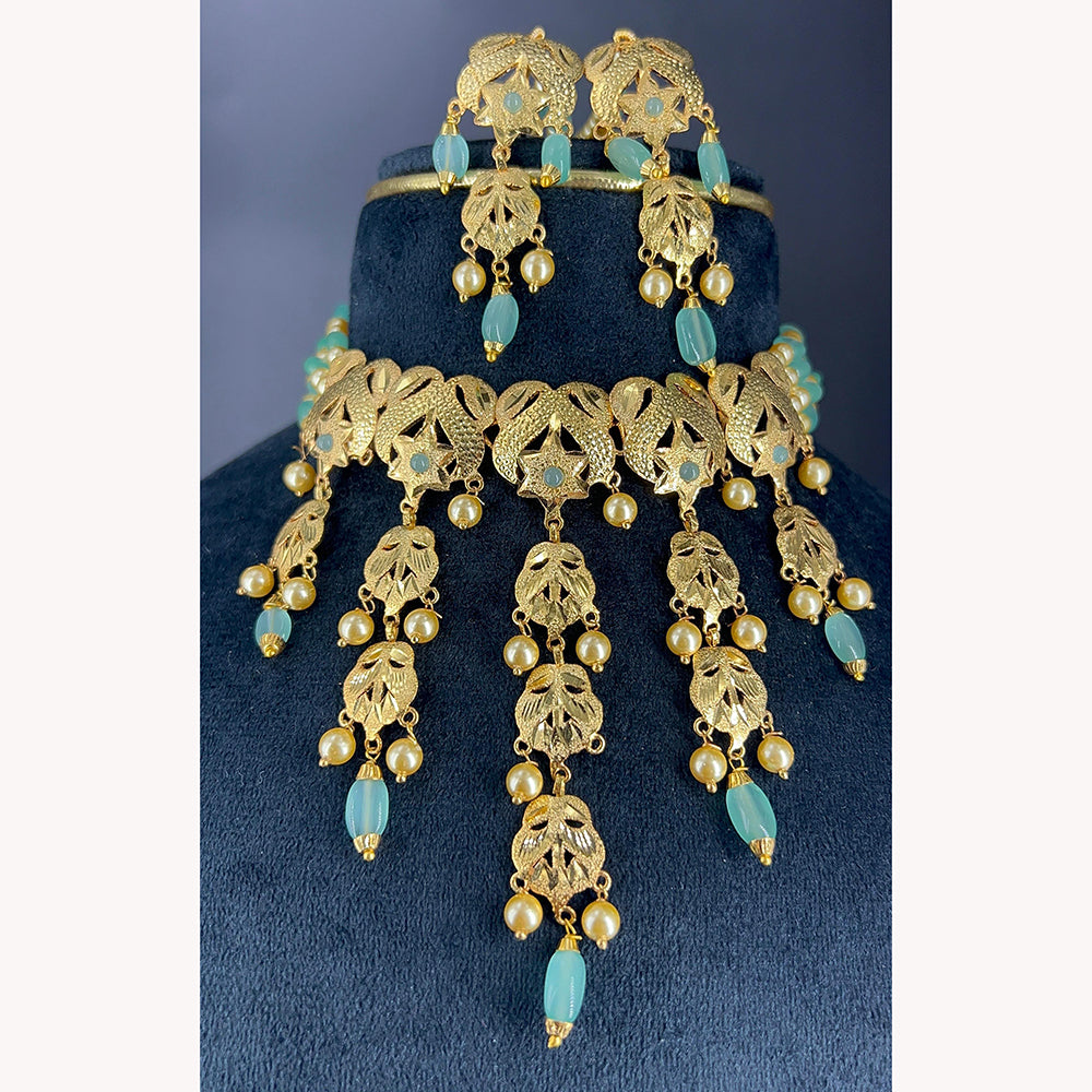 Everlasting Quality Jewels Royal Pota Stone And Beads Choker Necklace Set