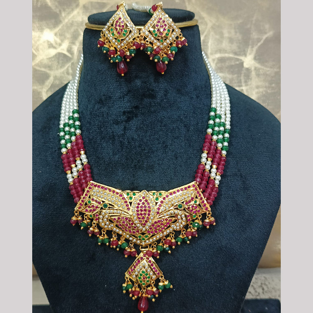 Everlasting Quality Jewels Graceful Pota Stone And Pearl Necklace Set