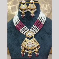 Everlasting Quality Jewels Graceful Pota Stone And Pearl Meenakari Necklace Set
