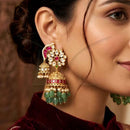 Everlasting Quality Jewels Regal Pota Stone And Pearl Jhumki Earrings