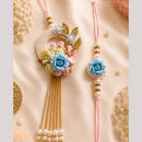 Everlasting Quality Jewels Bhaiya And Bhabhi Crystal Stone Rakhi With Lumba 