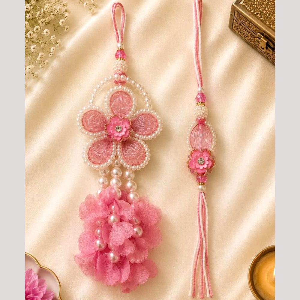 Everlasting Quality Jewels Bhaiya And Bhabhi Crystal Stone Rakhi With Lumba