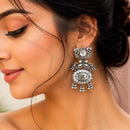 Everlasting Quality Jewels Lightweight Oxidised Pota Stone Dangler Earrings