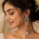 Everlasting Quality Jewels Lightweight Oxidised Pota Stone Jhumki Earrings