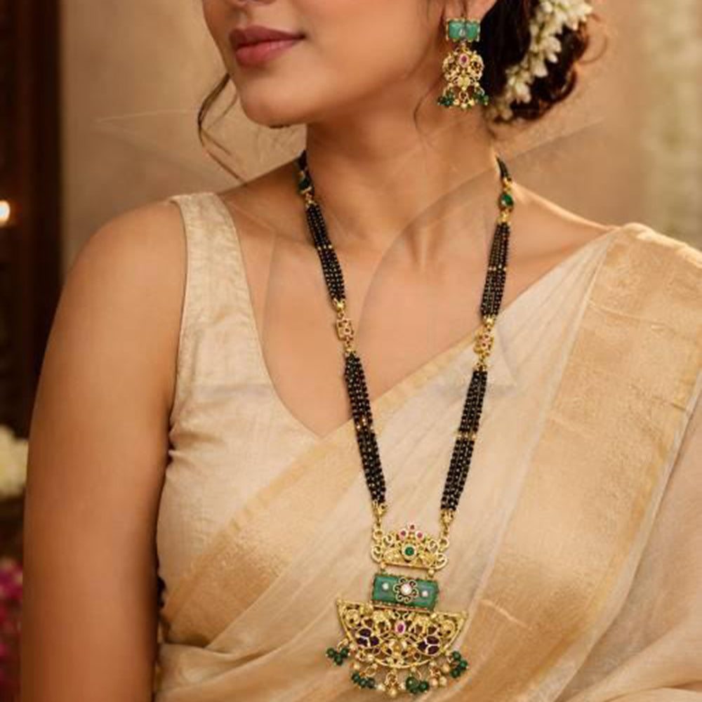 Everlasting Quality Jewels Lightweight Oxidised Pota Stone Jhumki Earrings