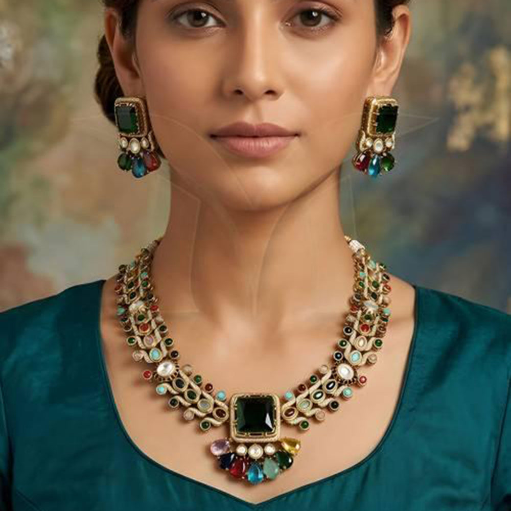 Everlasting Quality Jewels Sparkling American Diamond Necklace Set