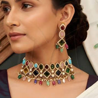 Everlasting Quality Jewels Sparkling American Diamond Choker Necklace Set