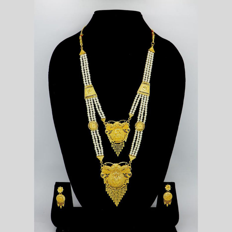 Mahavir Dye Gold Pearl Long Necklace Set