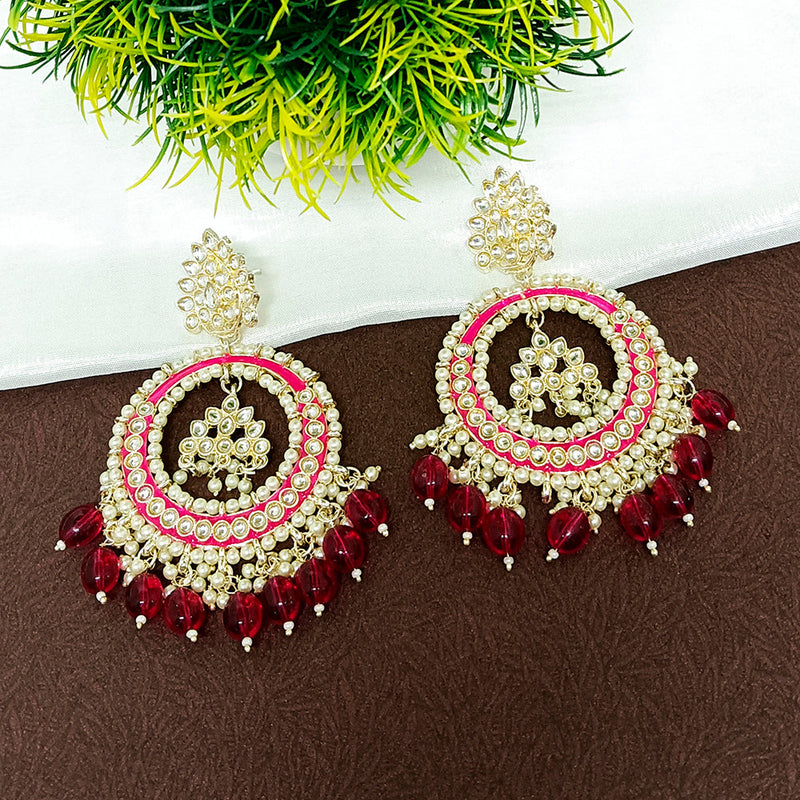 Darshana Jewels Gold Plated Kundan Dangler Earrings