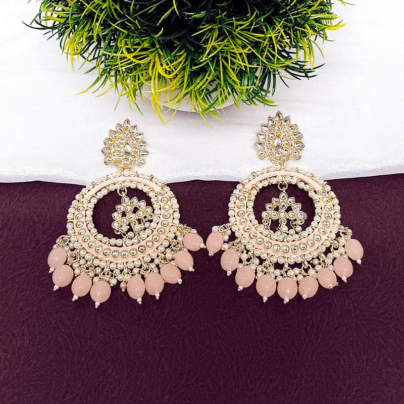 Darshana Jewels Gold Plated Kundan Dangler Earrings