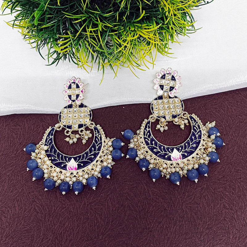 Darshana Jewels Kundan And Meenakari Dangler Earrings