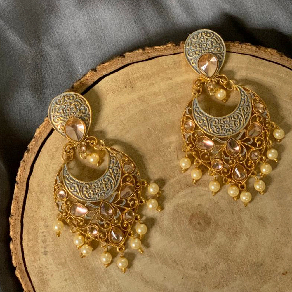 Darshana Jewels Gold Plated Meenakari Dangler Earrings