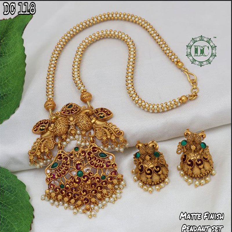 Darshana Jewels Gold Plated Pota Stone Necklace Set