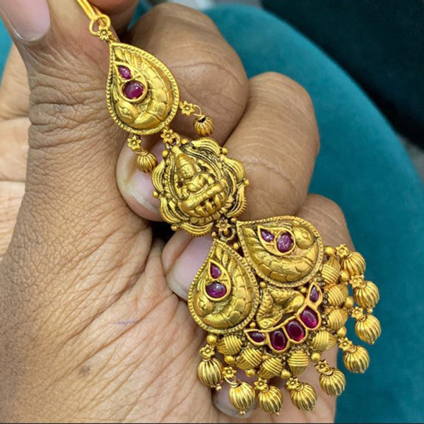 Darshana Jewels Gold Plated Pota Stone Maangtikka