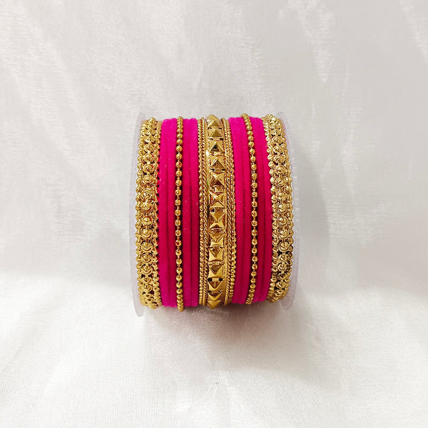 Darshana Jewels Gold Plated Velvet Bangles Set