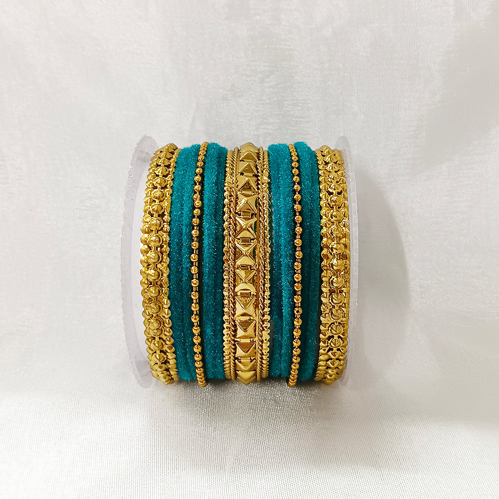 Darshana Jewels Gold Plated Velvet Bangles Set