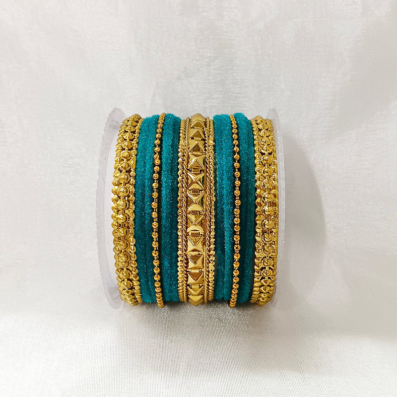 Darshana Jewels Gold Plated Velvet Bangles Set