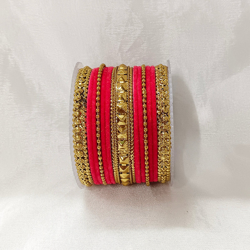 Darshana Jewels Gold Plated Velvet Bangles Set