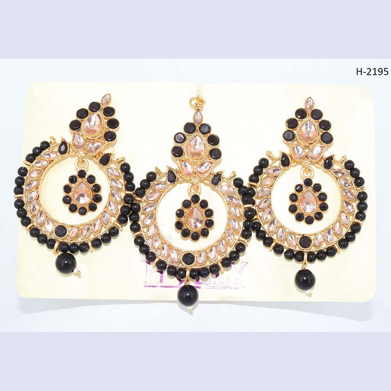 Darshana Jewels Gold Plated Dangler Earrings With Maangtikka